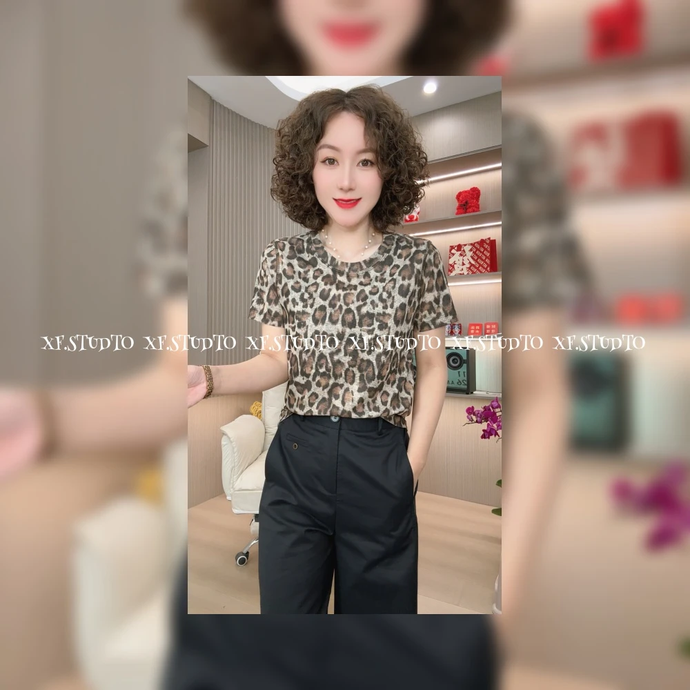 洋气百搭豹纹上衣