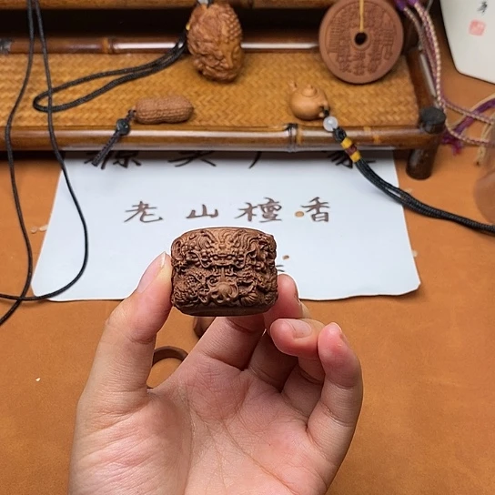 檀香木手串/手链九龙戏珠扳指