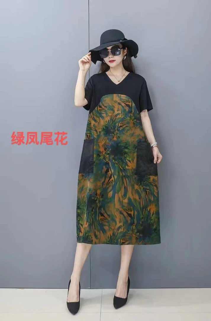 新款夏季高端遮肉显瘦连衣裙妈妈连衣裙2801