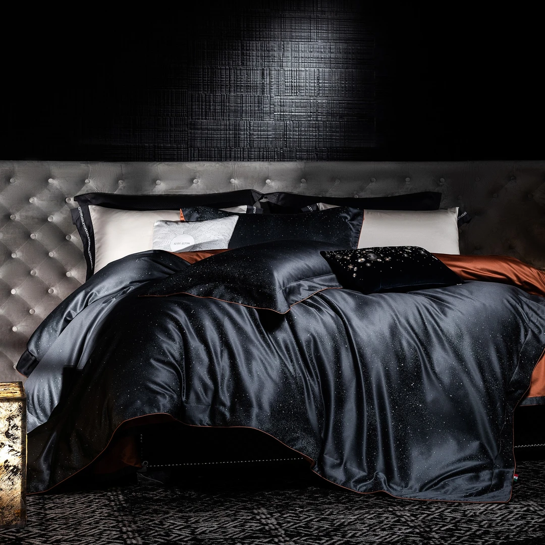 【卡诗兰顿】新品-月色流光-高级轻奢高支双股埃及棉全棉纯色四件套