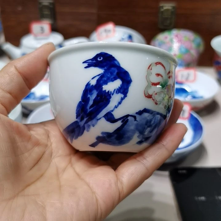 顺***张杯张学鸿老师青花釉里红微瑕