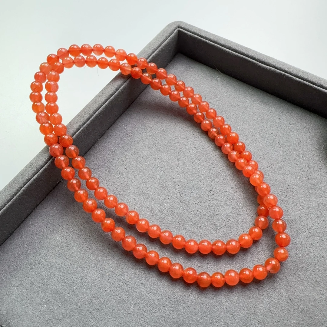 保山冰红南红玛瑙圆珠长链6-6.5mm