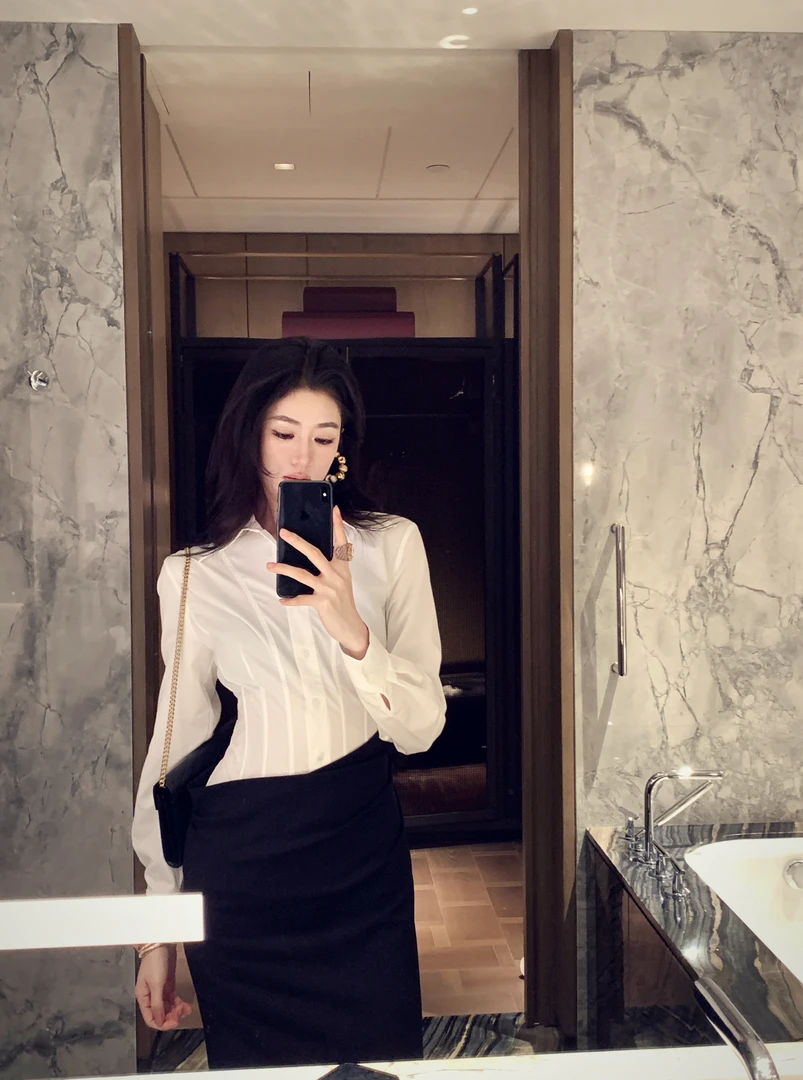 金南一  秋季连衣裙收腰显瘦气质通勤拼接长裙套装