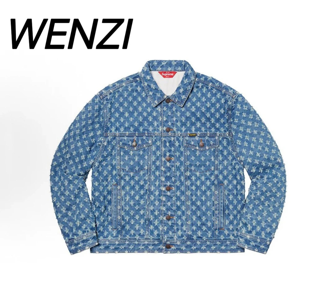 全新未使用 Supreme SS20 镂空徽标破洞牛仔布夹克外套男女同款