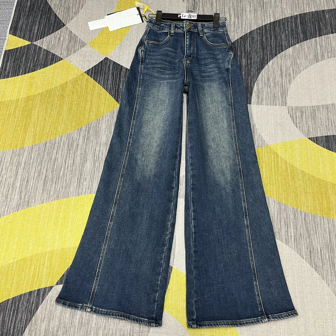 #F2-8833 加绒-植绒 深蓝色小众设计个性阔腿裤 有弹（不换退）