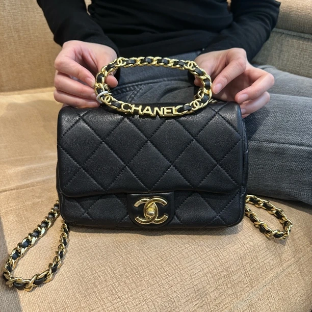 95新 Chanel/香奈儿 苏州包展/圆环手柄大mini包/成色直播间为准