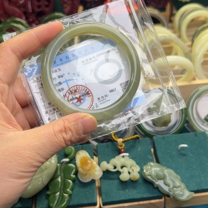 和田玉手镯未镶嵌59.4圈围80664