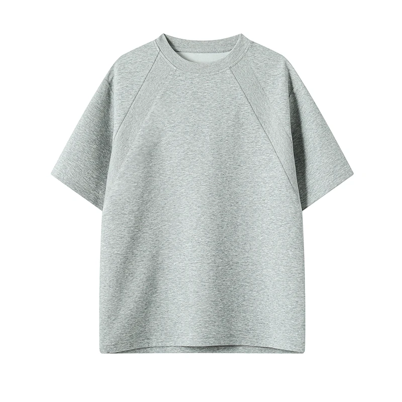 cleanfit太空棉t恤拼接短袖成熟T恤夏季抗皱硬挺短款boxy版型