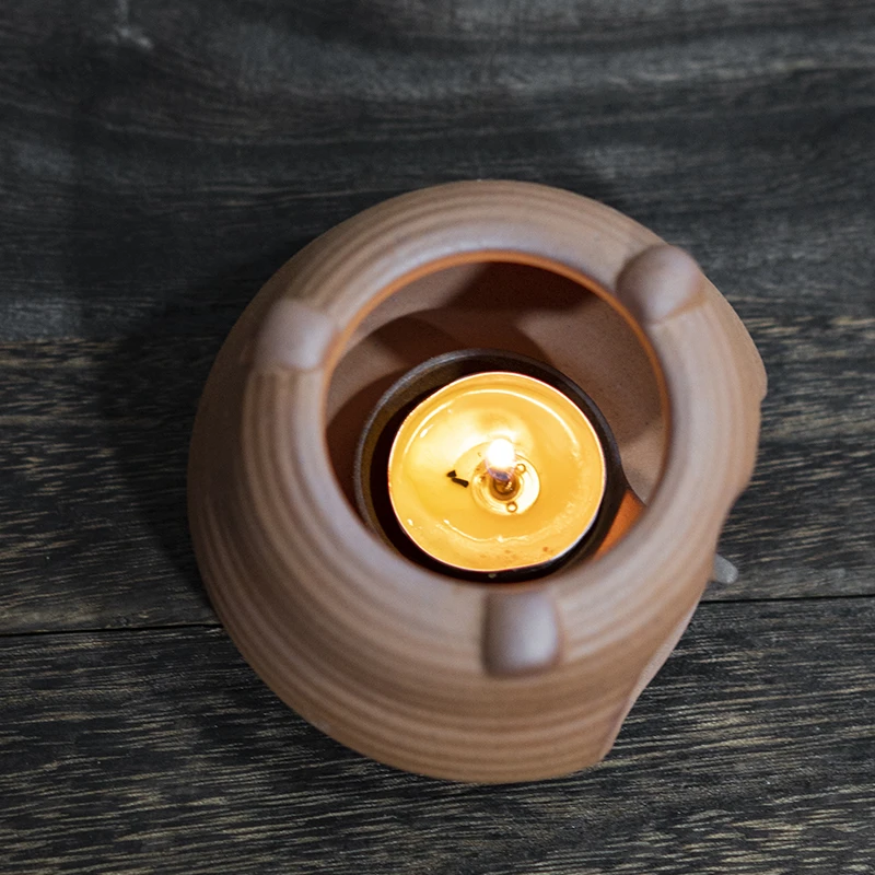 粗陶老岩泥烤茶炉底座熏香炉陶瓷烘焙炉家用茶叶提香器蜡烛温茶