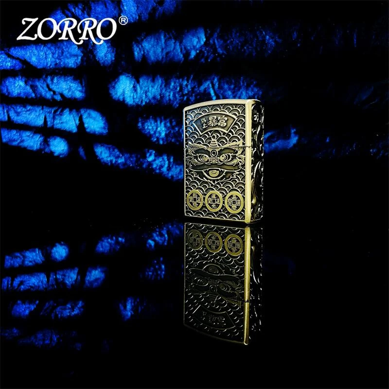 ZORRO 佐罗青铜小瑞兽【ZK49-1】煤油打火机浮雕图案白钢机芯复古