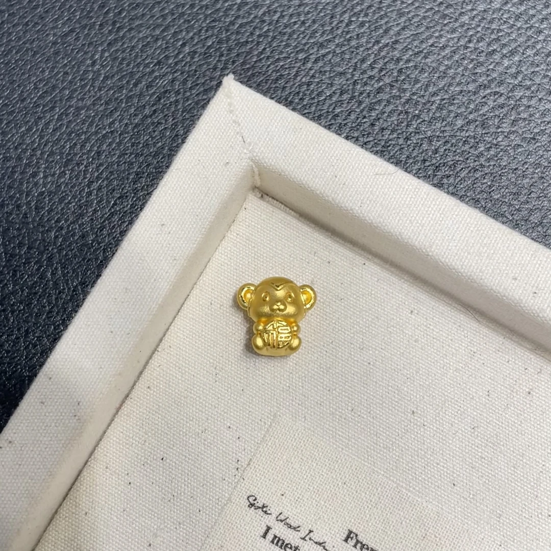 足金999抱福小猴转运珠DIY手串送本命年