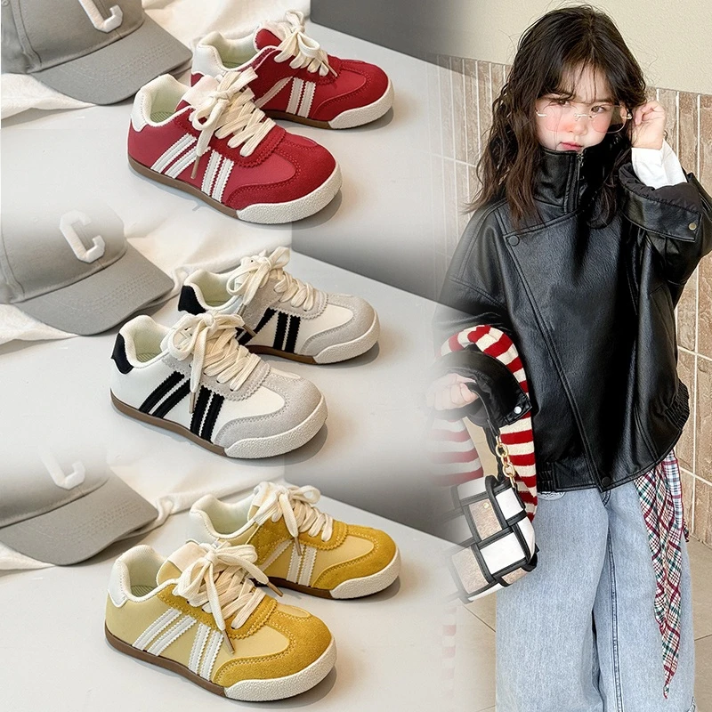 ABC2025秋季新款休闲运动鞋软底女童鞋韩版魔术贴百搭儿童阿甘鞋