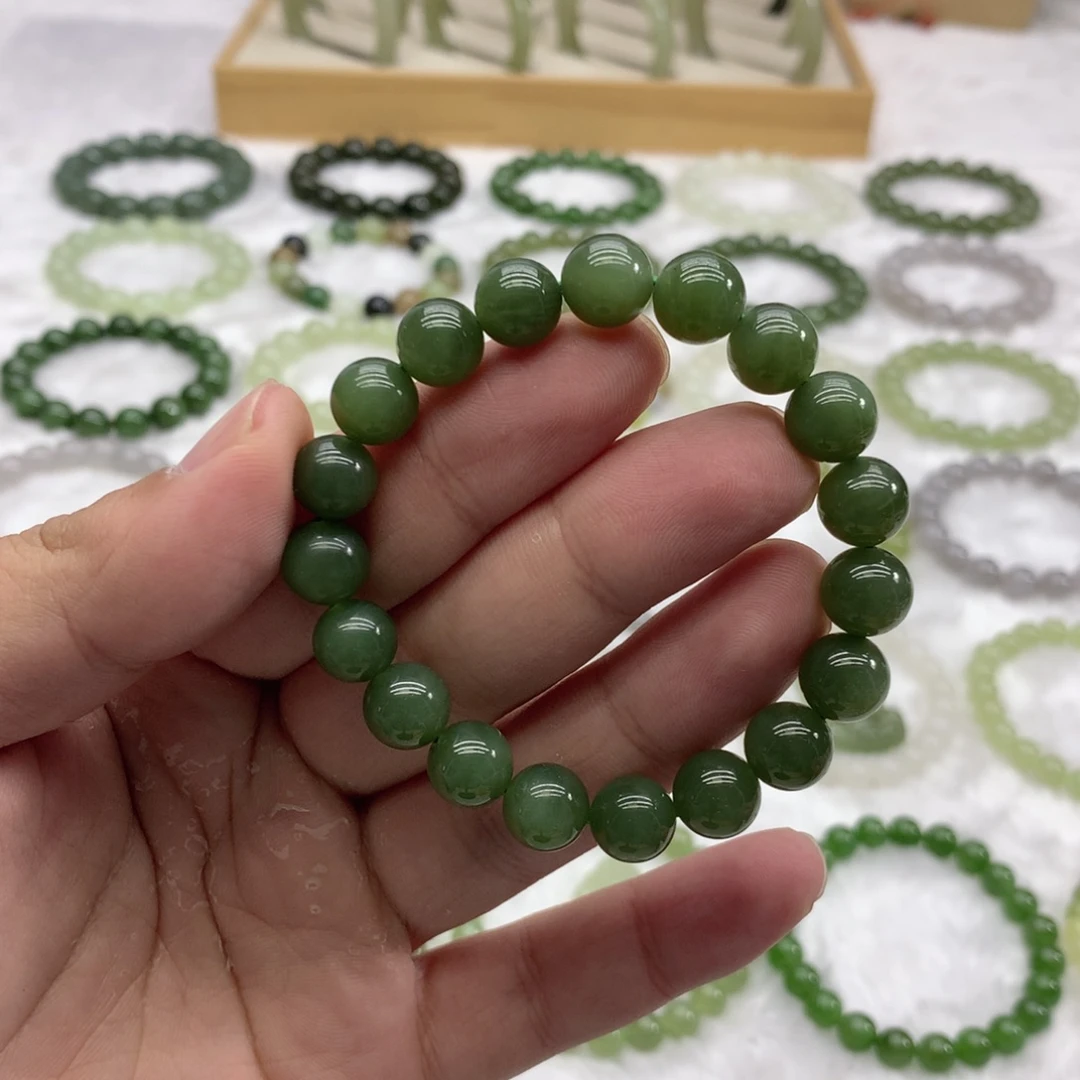 和田玉未镶嵌手串（碧玉9.8）