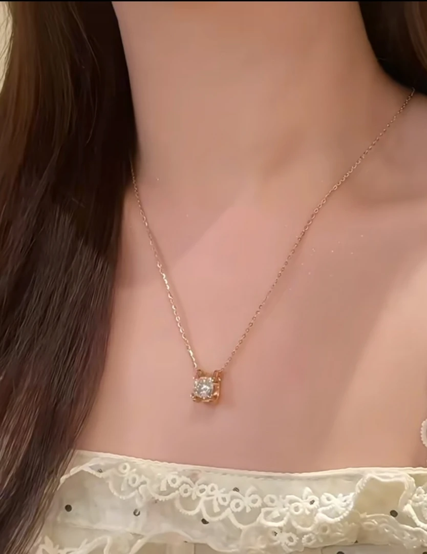 铜合金项链 金色拱门怀抱珠珠项链KG8249