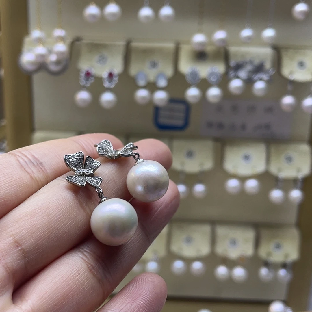 淡水珍珠耳饰银S925镶嵌