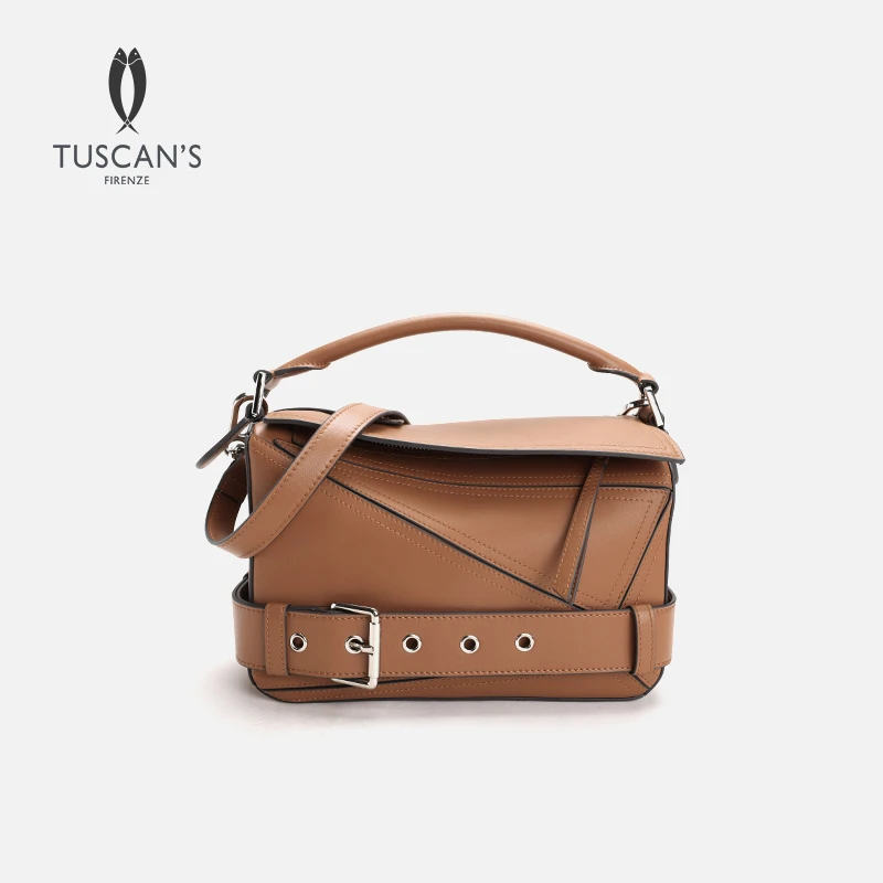TUSCAN'S流光风复古真皮几何手提包单肩斜挎女包时代双鱼