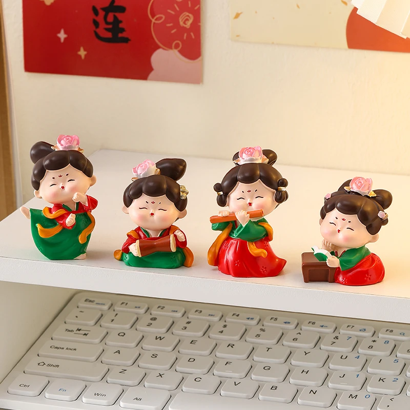 唐宫夜宴古风侍女西安文创小摆件情绪稳定办公室工位桌面饰品手办