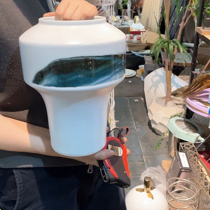 陶瓷花瓶，仿真绿植。