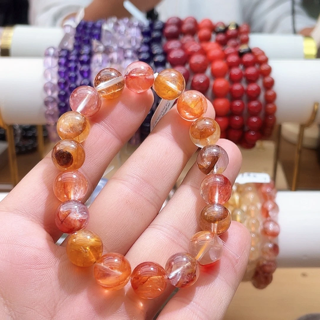 未镶嵌手链烟晶卡11+锦鲤胶花