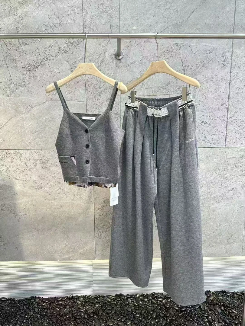 【JR】设计师品牌25年秋冬新品高腰蕾丝边休闲长裤370820