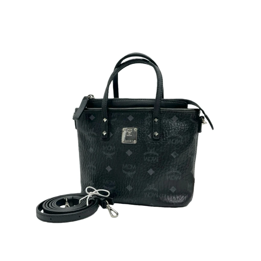 95新 MCM 黑色小号老花菜篮子托特包K24160