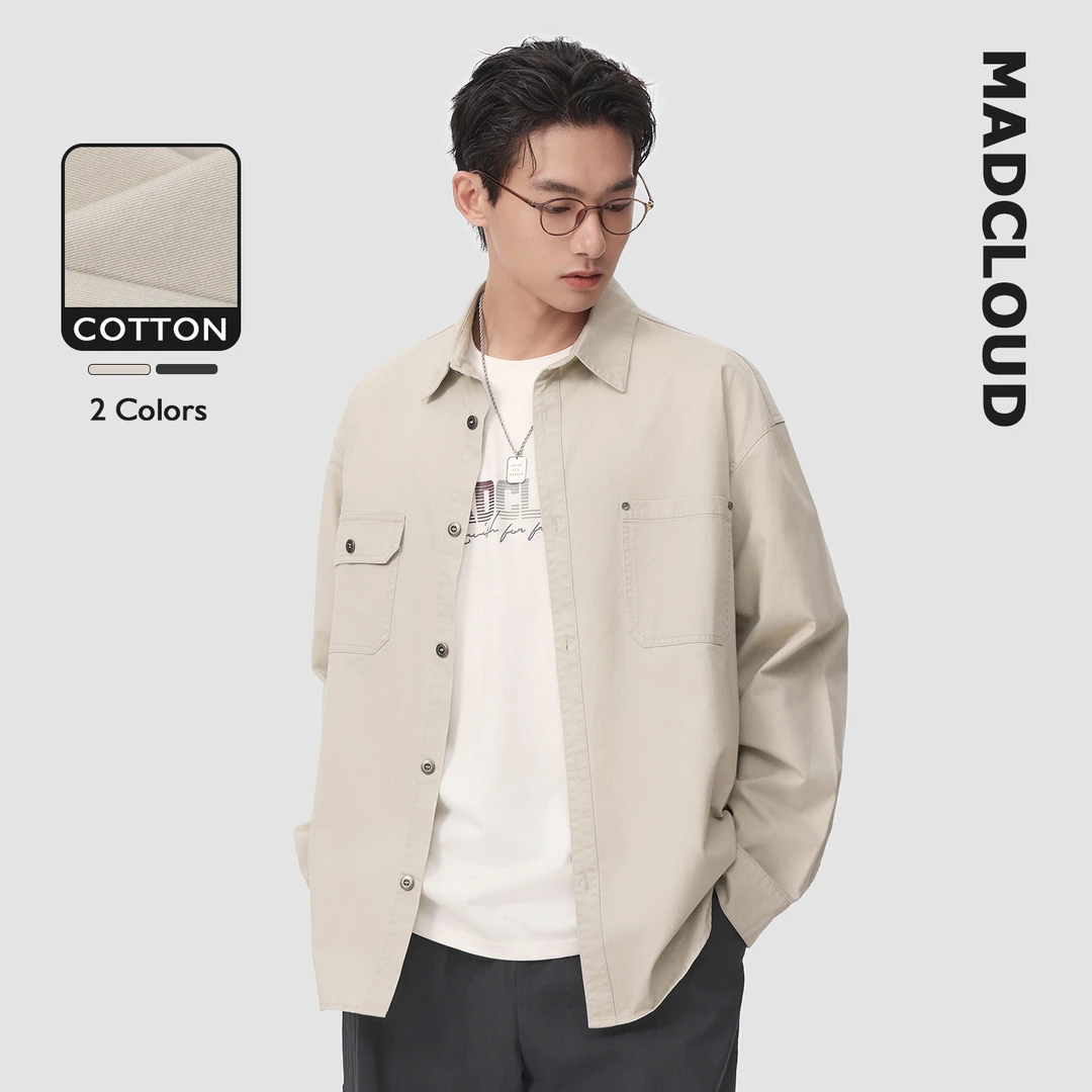 MAD官方 | Madcloud美式工装重磅水洗做旧春秋衬衣外套长袖衬衫男