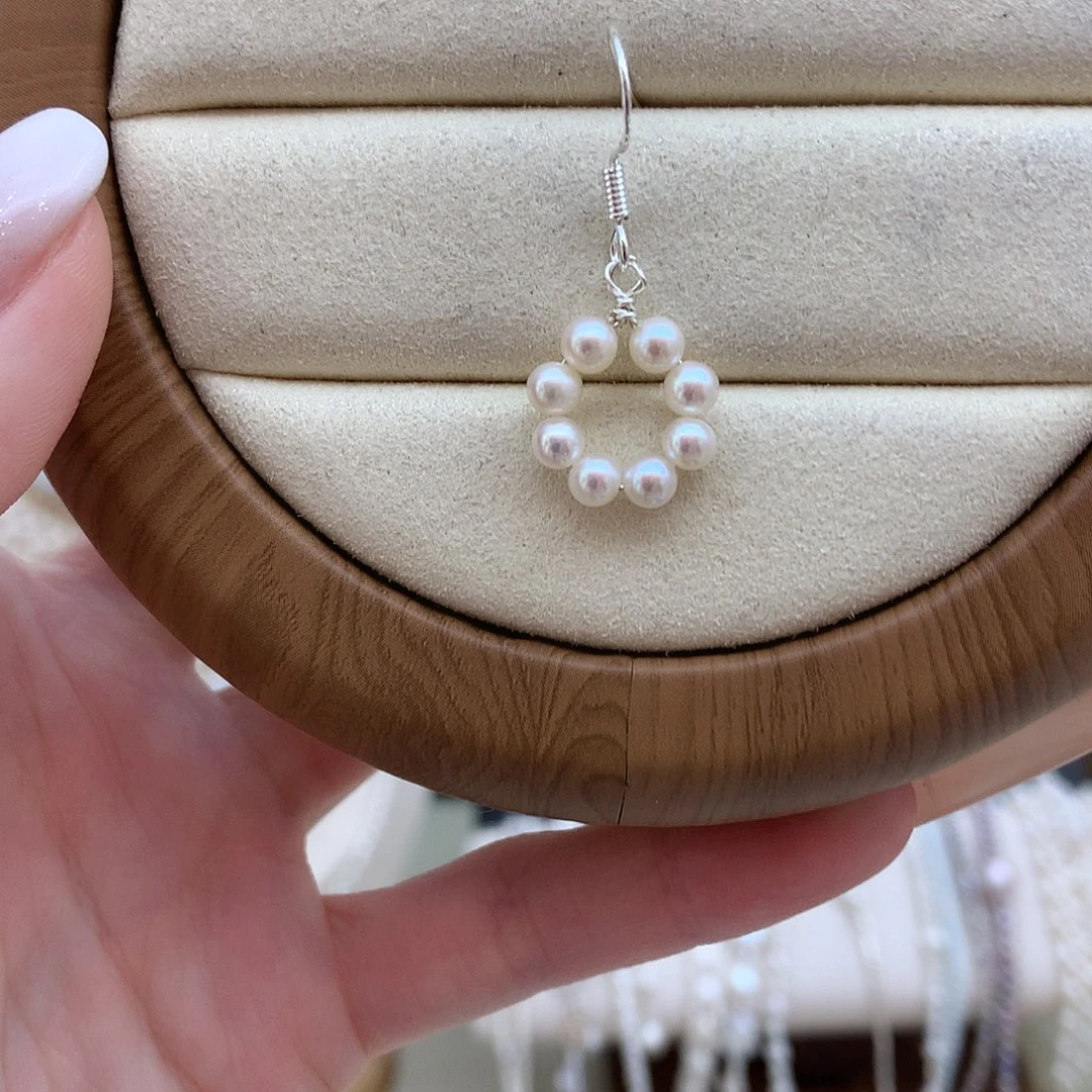 淡水珍珠耳饰银S925镶嵌