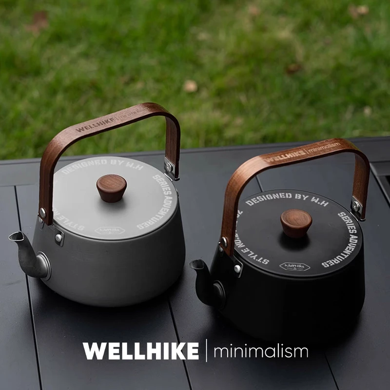 WELLHIKE户外轻野茶壶钛灰色烧水茶具露营便携泡茶煮茶套装烧水壶