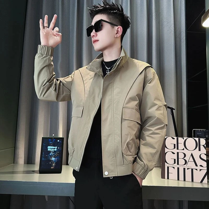 XXXX潮牌工装外套男春秋季痞帅立领夹克衣服男款新款短款上衣