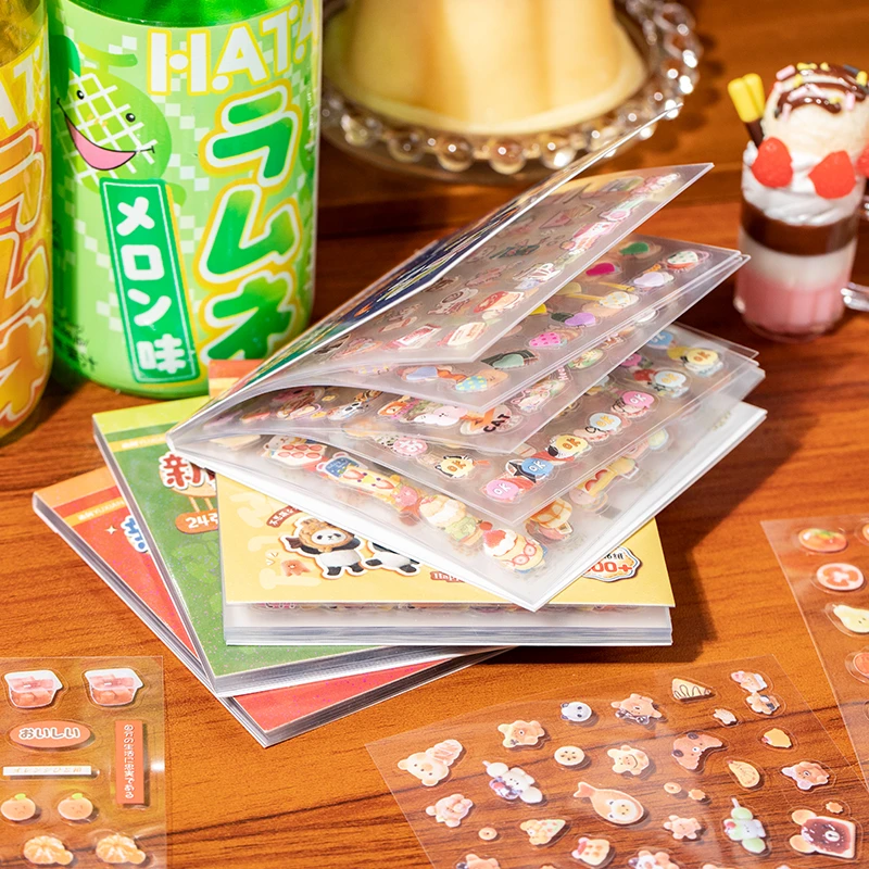 900枚语闲古早迷你切膜贴纸本寿司美食植物指甲贴纸装饰手帐素材
