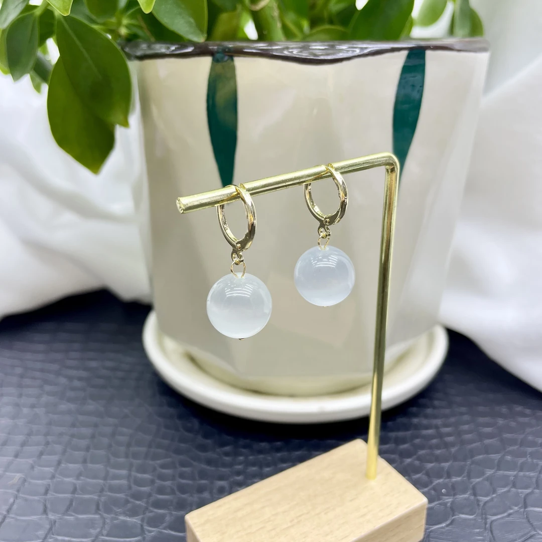 合金珐琅耳饰 白色猫眼耳包简约时尚女款耳环精致百搭国风国潮312