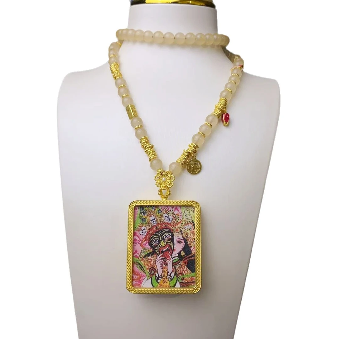 铜合金吊坠 AIYO 藏式坠饰复古国风彩色坠链国潮挂坠