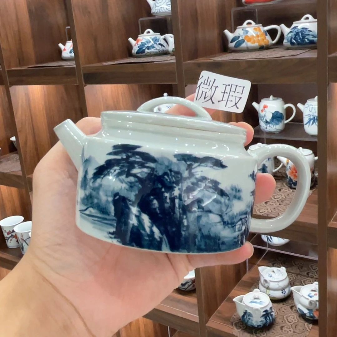 釉下手绘茶具微瑕