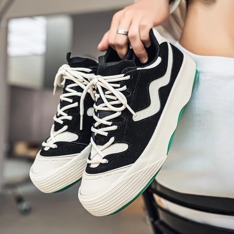 爆款板鞋男2025夏季新款复古厚底休闲鞋男士透气百搭黑色帆布鞋潮