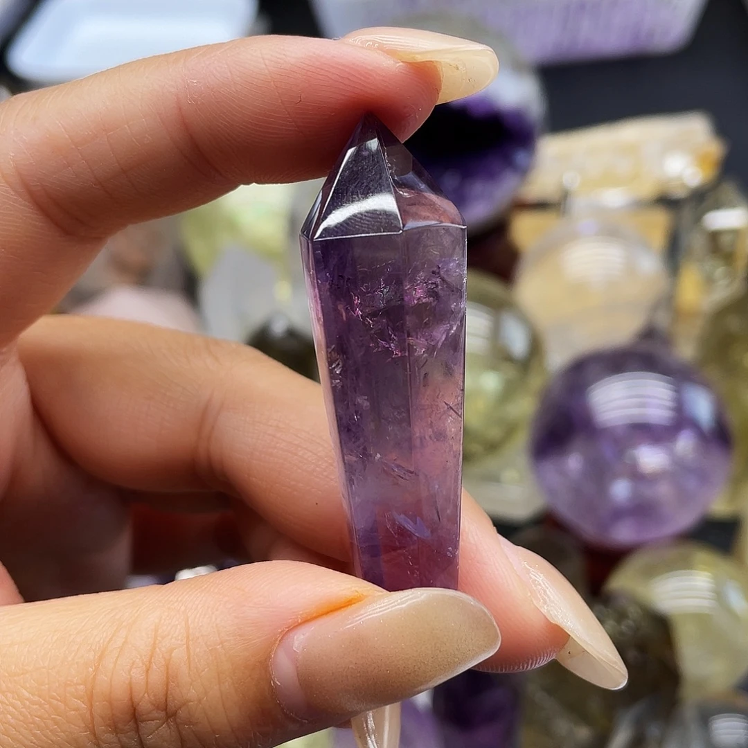 珠宝半成品水晶未镶嵌152紫水晶高透体权杖