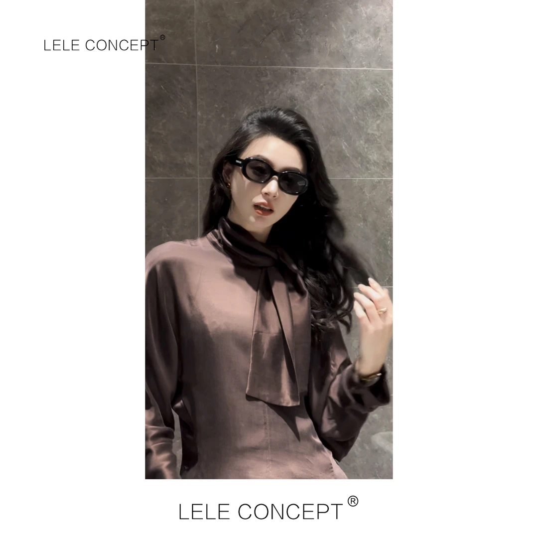 LELE CONCEPT｜【如一】气质高级洋气设计款飘带净色衬衫FC25C0093W