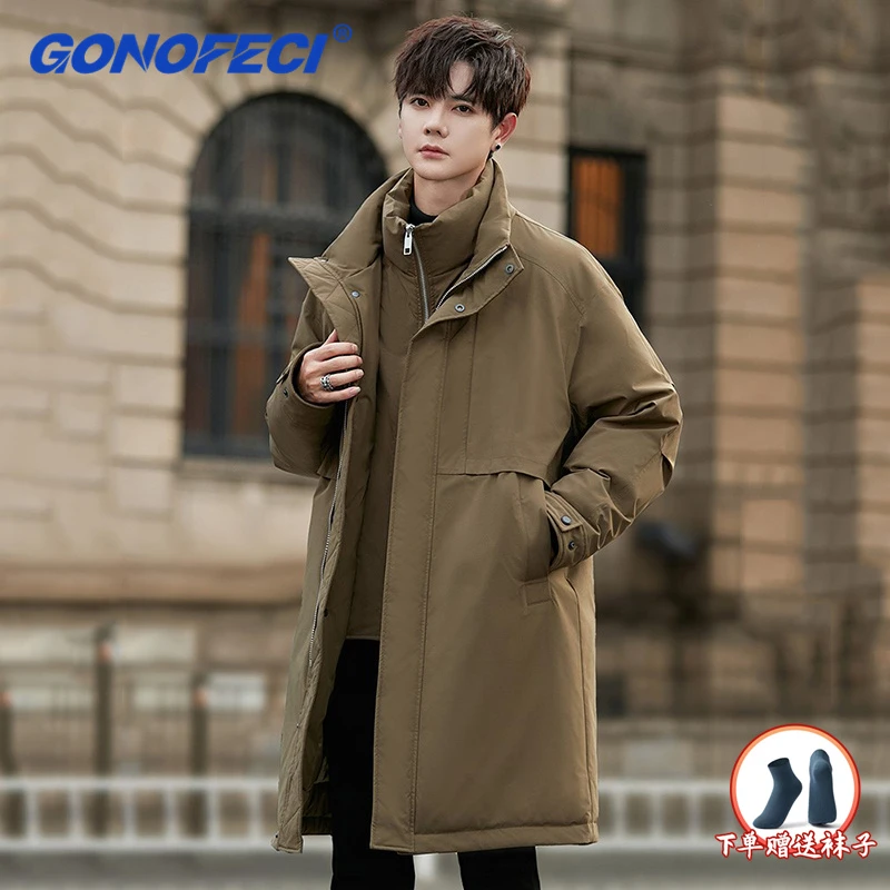 风衣式运动羽绒服男士25新款冬季加厚保暖商务休闲大衣中长款外套