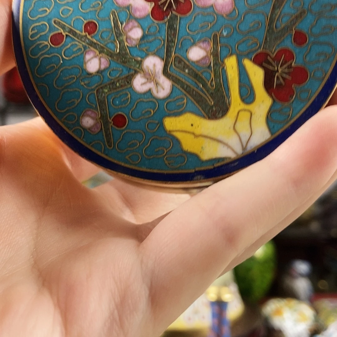四***月铜景泰蓝印泥盒一个