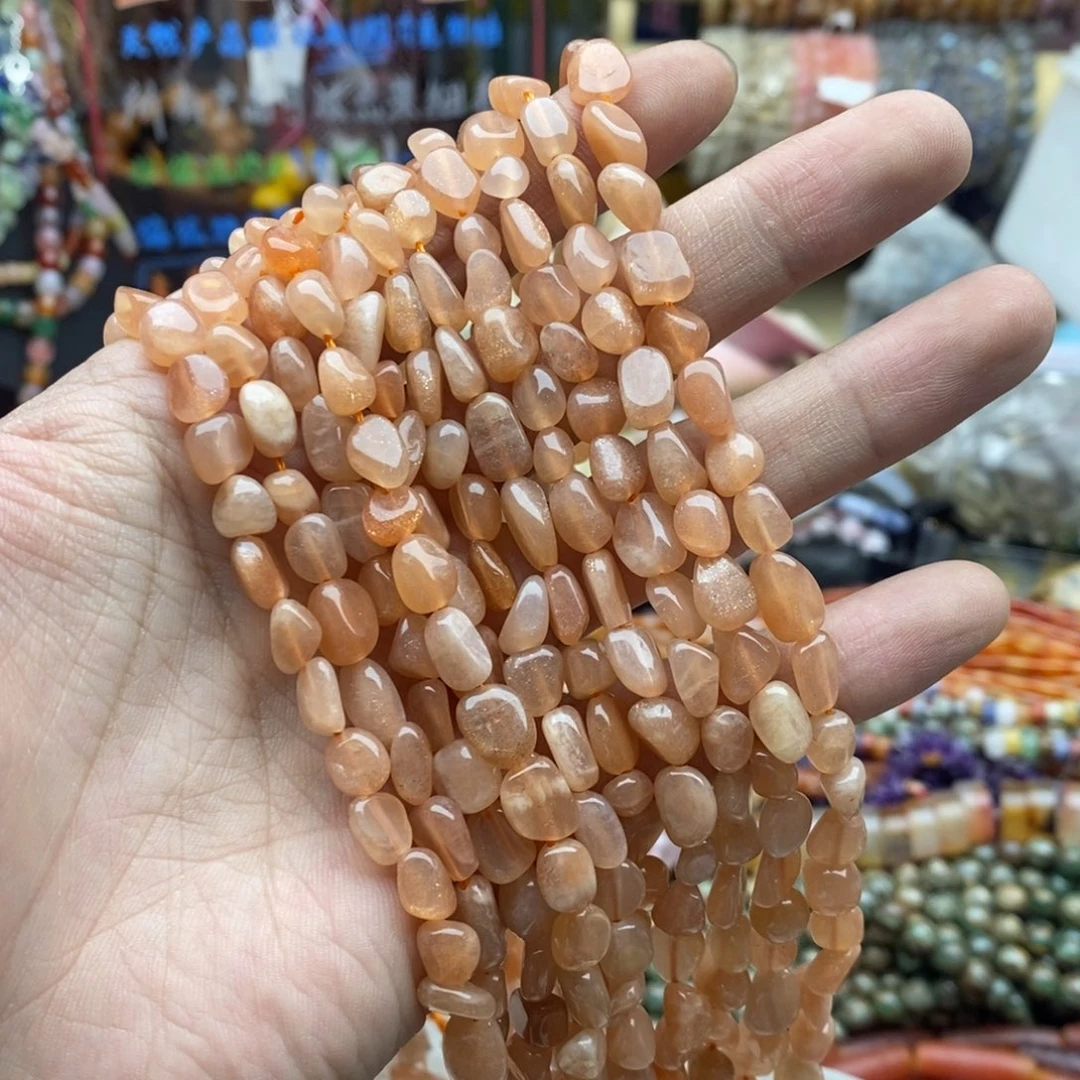 玛瑙/玉髓未镶嵌珠宝半成品一条天然橙月光随行7mm左右