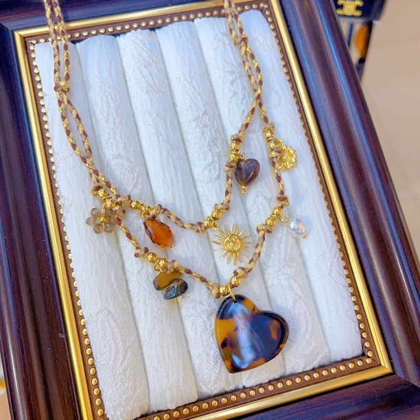 铜合金项链 2020新款项链爆款白搭时尚手工气质蓝色百搭