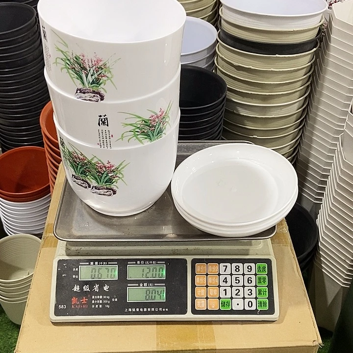 塑料蘭梅兰竹菊口18高15.5带拖3个