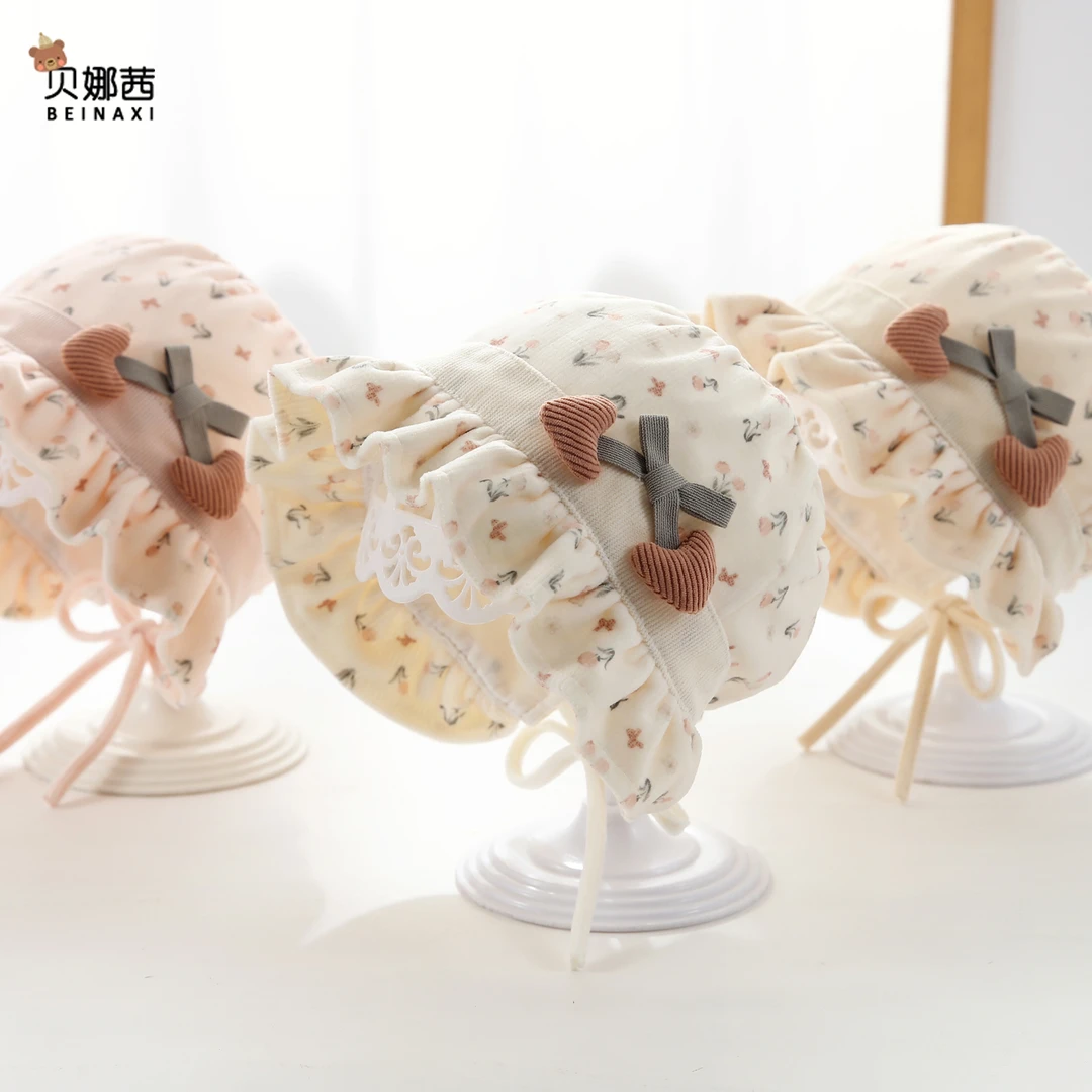 Beinaqian/贝娜茜婴儿帽子春秋薄款宝宝女遮阳帽婴幼儿公主护耳帽