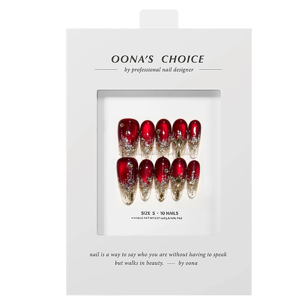【伏特加】设计师款新年开门红全华钻美甲高级贵气感红色穿戴甲