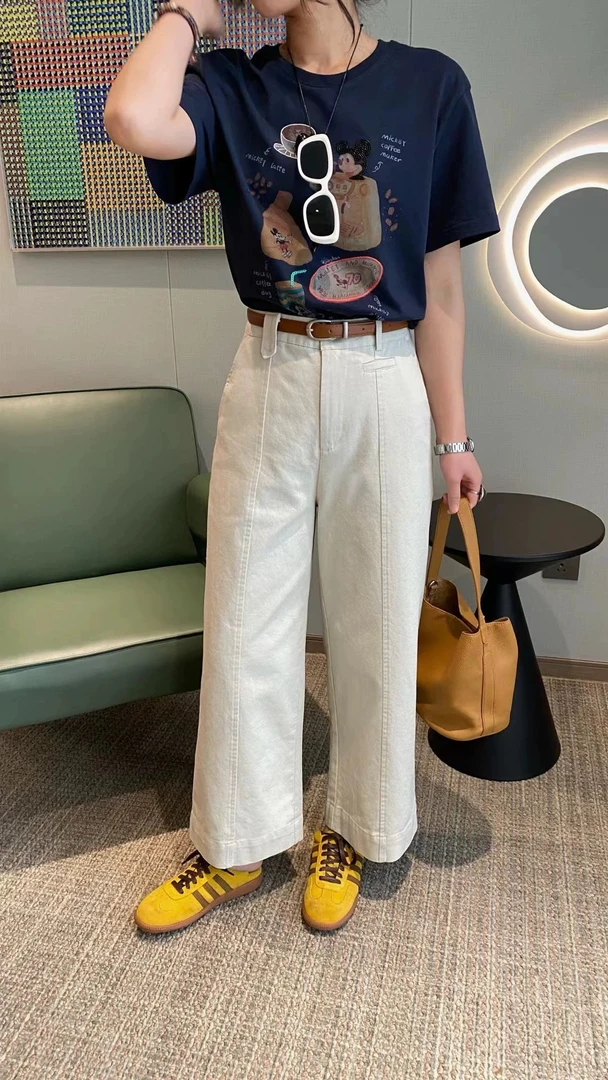 LMM 9905 夏季女通勤休闲风百搭窄版直筒裤九分裤显瘦时尚简约