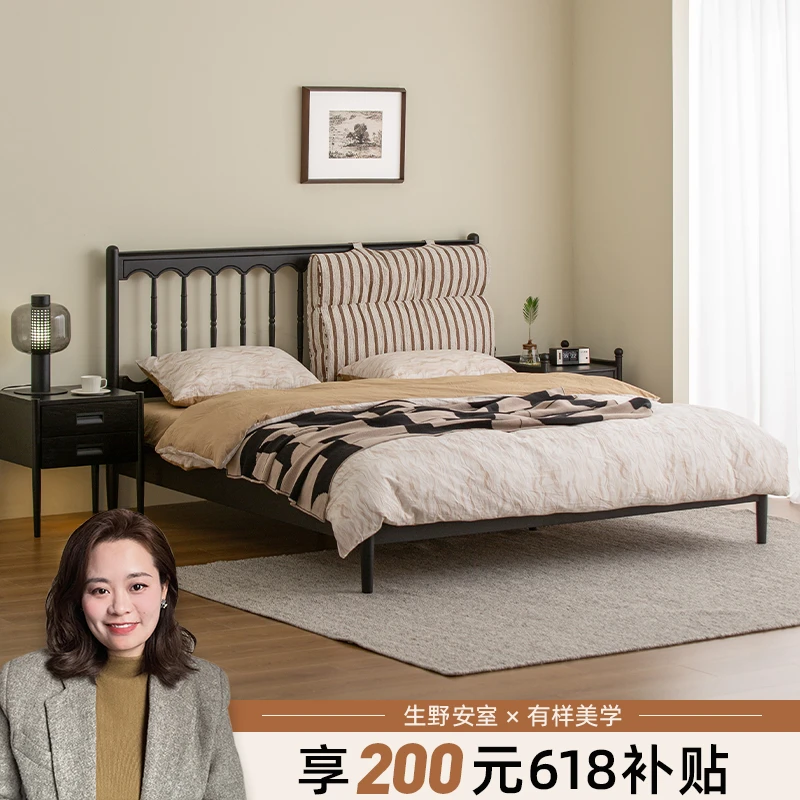 生野安室法式复古风温莎床布艺床主卧现代简约2024新款家用实木床