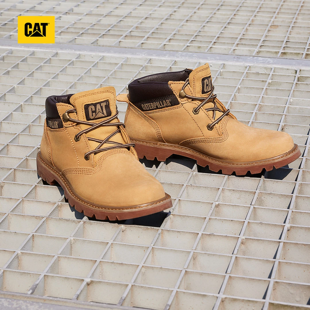 CAT卡特中帮大黄靴户外休闲复古工装鞋男女同款牛皮马丁靴秋冬S