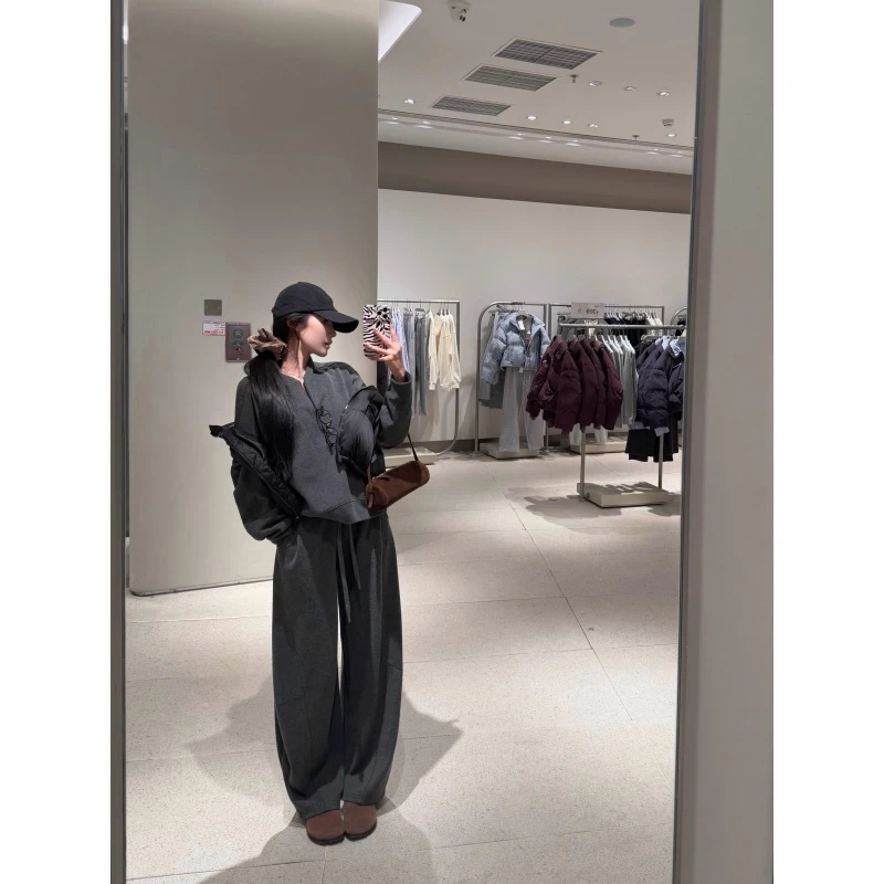 运动风套装宽松气质长袖卫衣女秋季高腰显瘦休闲裤无袖马甲三件套