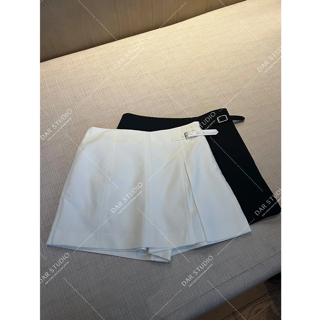 DAR STUDIO 【腰扣裙裤】2025夏个性扣带简约A字气质短裙裙裤 310