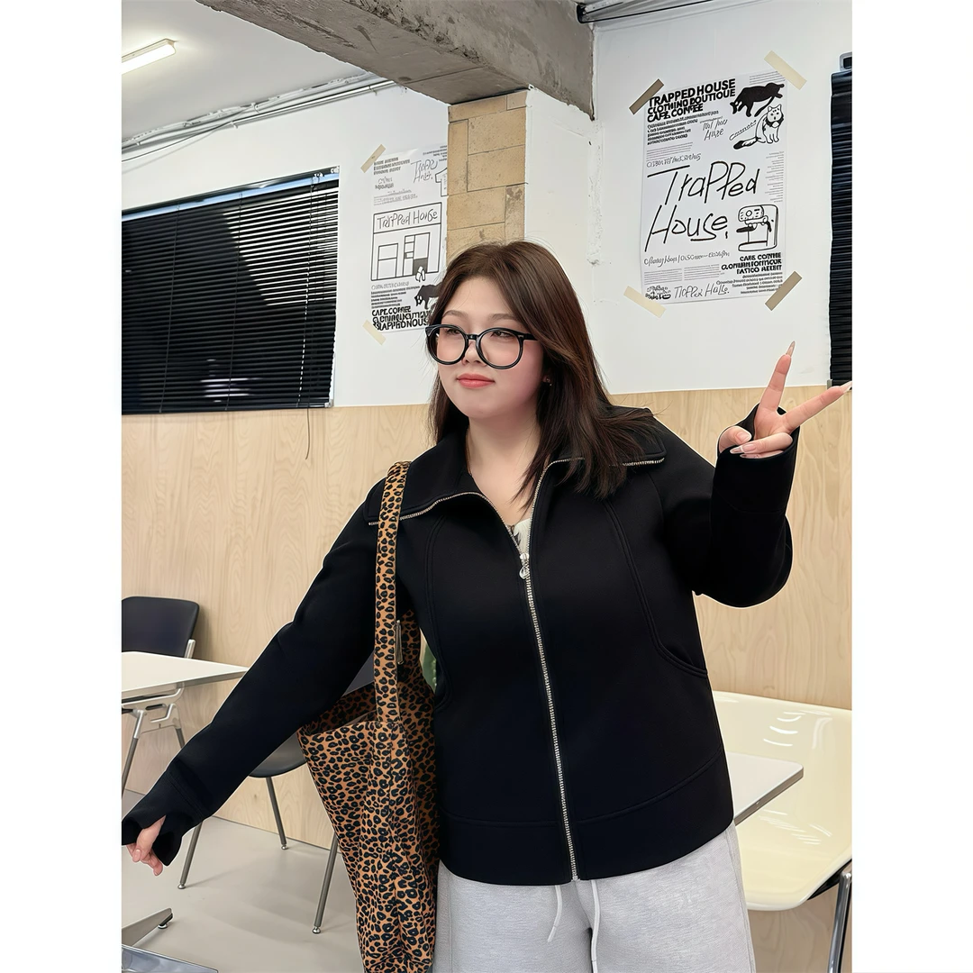 朝朝暮暮 / 韩系修身款空气层外套11583花契200斤胖mm春季时尚