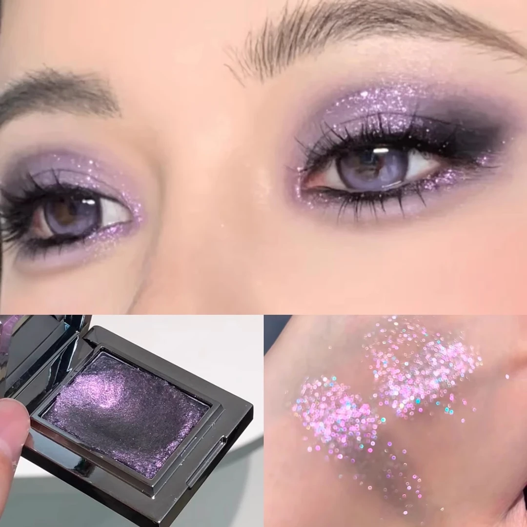 单颗成妆！宇宙行星爆闪变色龙碎钻细闪钻石烟熏平价小众学生单色